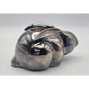 Pottery Barn  Silver Plated Rabbit Taper Candle Holder